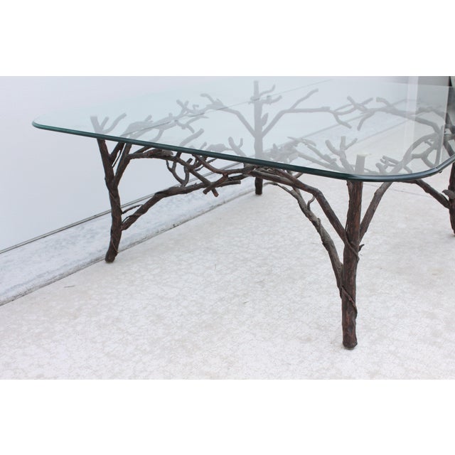 1980s Handcrafted Wrought Iron "Tree Branch" Coffee Table in the Style