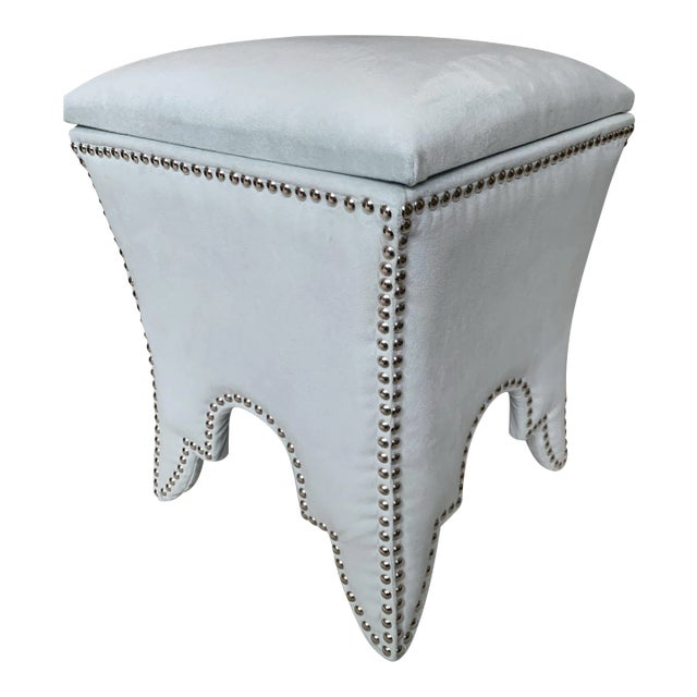Safavieh Storage Ottoman in Robins Egg Blue For Sale