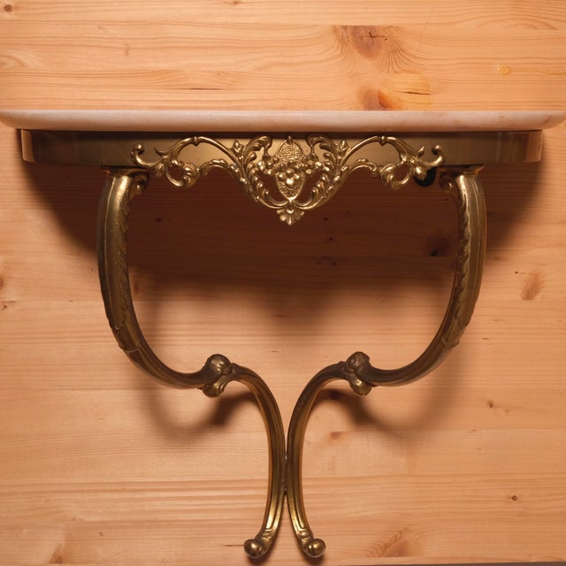 Brass and Marble Console Tables, 1950s, Set of 2 For Sale - Image 6 of 13