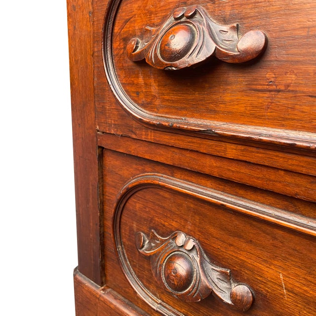 1800s Walnut Marble-Top Dresser With Carved Drawer Pulls For Sale - Image 4 of 12