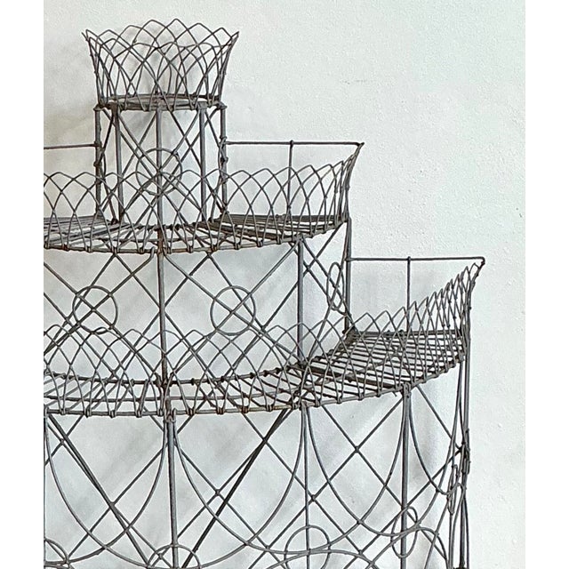 Vintage Trellis Wrought Iron Plant Stand For Sale - Image 10 of 12