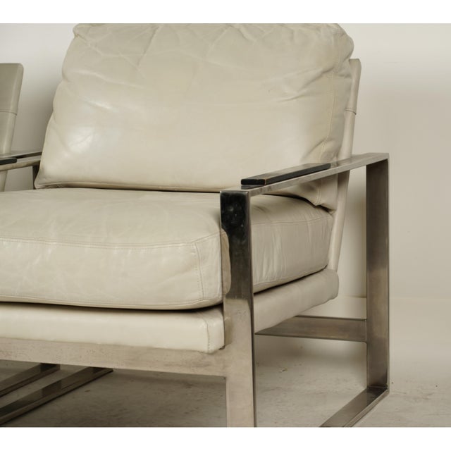 Mid-Century Modern Late 20th Century Pair of Modernist Michael Weiss Collection Leather & Chrome Armchairs by Vanguard Furniture For Sale - Image 3 of 9