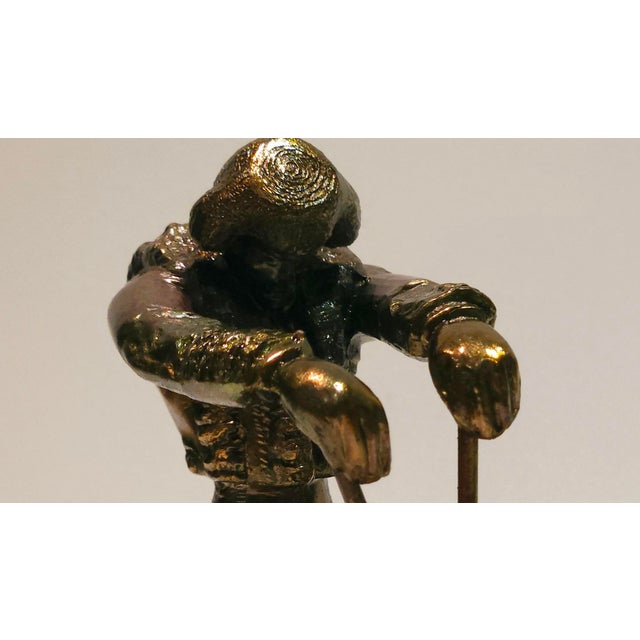 Vintage Bronze Metal Bull Fighter Matador and Bull on Marble Base For Sale - Image 6 of 8