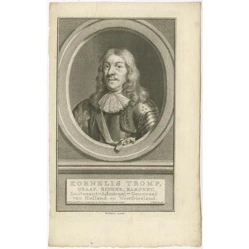 Set of Three Dutch Naval Portraits – Tromp, Van Ghend, and Florisz, c.1700s A finely engraved set of three 18th-century...