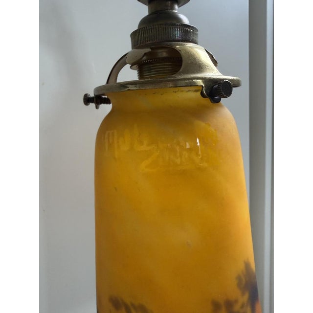French Art Deco Brass Desk Lamp with Glass Shade from Muller Frères Lunéville, 1920s For Sale - Image 9 of 12