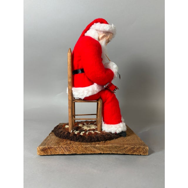 1980s Vintage American Folk Art Santa Claus Toymaker Christmas Sculpture With Train For Sale - Image 5 of 12