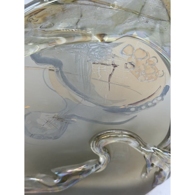 Mid Century Mordern Jon Studio Art Hand Blown Glass Vase - Etch Signed by Artist "Jon Art" For Sale - Image 10 of 12