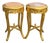 1950s Artisan Louis XVI Gold Beech Marble Side Tables-Pair For Sale