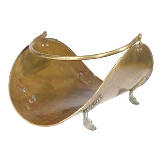 Vintage Classical Style Brass Log Holder For Sale