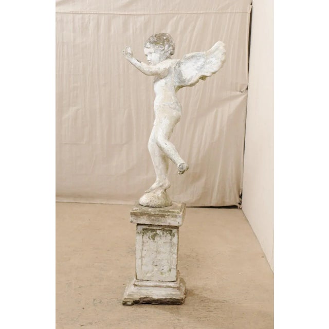 Early 20th Century Early 20th Century French Antique Cupid Garden Statue For Sale - Image 5 of 11