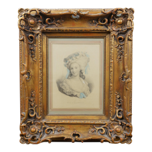 Antique Italian Baroque Madame La Princesse De Lamballe Lithograph Print Framed