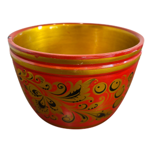 Vintage Hand Painted Folk Art Wooden Bowl
