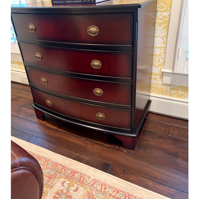 The Bombay Company 4-Drawer Bow-Front Chest From the Bombay Company Hepplewhite-Style Bachelor's Chest, Attributed For Sale - Image 15 of 15