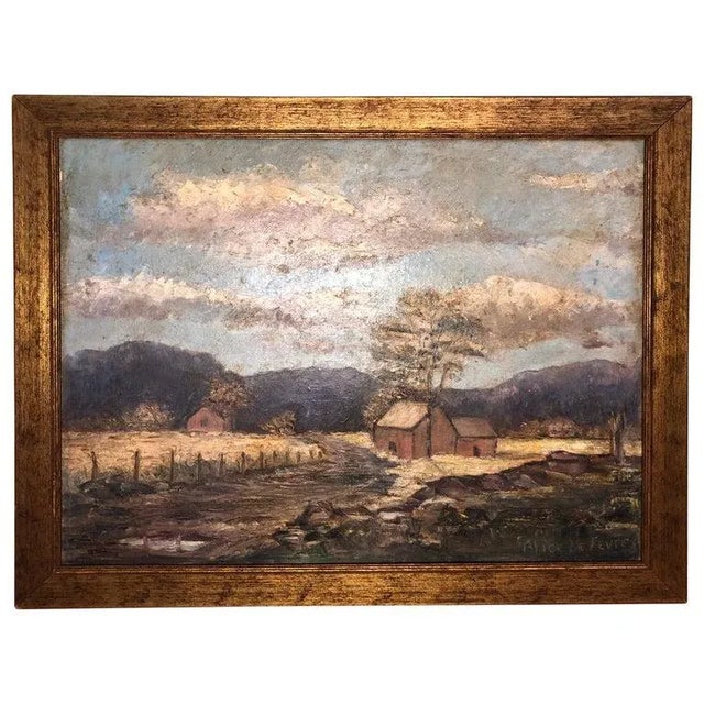 1930s Signed Alice LeFevre Oil on Board of Pastoral New England For Sale - Image 13 of 13