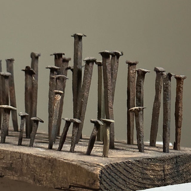 Chestnut Antique Untitled Found Art Brutalist Nail Assemblage (Outsider Art) For Sale - Image 8 of 10