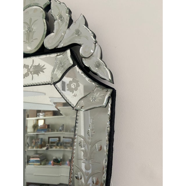 Traditional A Pair of Venetian-Style Etched Glass Mirrors For Sale - Image 3 of 3