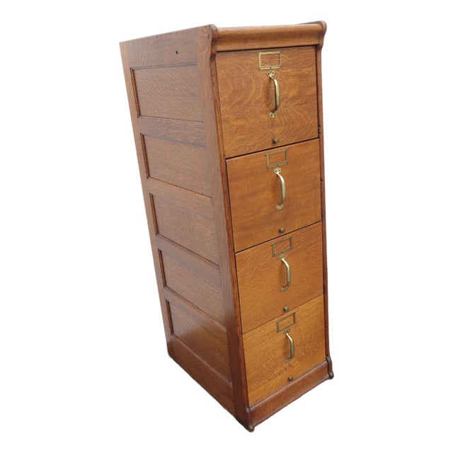 Early 1900s Tiger Oak File Cabinet Cupboard 6411 For Sale