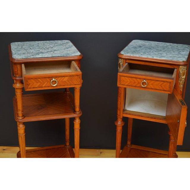 Antique Marble Topped and Satinwood Bedside Tables, 1900, Set of 2 For Sale - Image 16 of 17