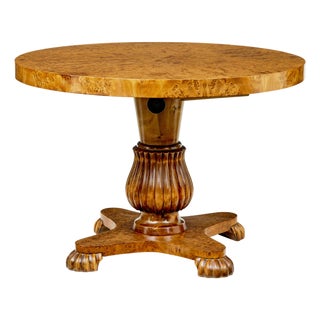 Mid-Century Scandinavian Adjustable Burr Birch Coffee Table, 1940 For Sale