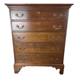 Early 19th Century Cherry Chippendale Tall Chest For Sale