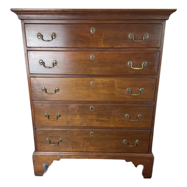 Early 19th Century Cherry Chippendale Tall Chest For Sale