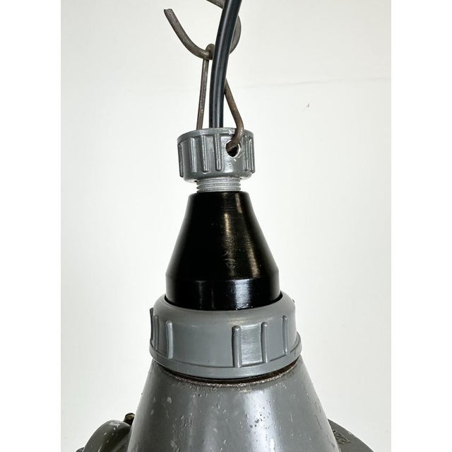 Gray Industrial Grey Pendant Light, Former USSR, 1960s For Sale - Image 8 of 16