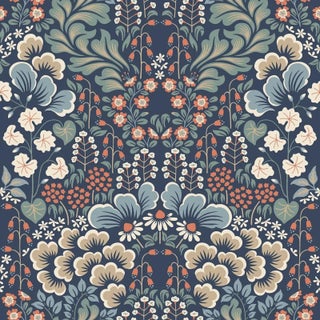 Boråstapeter Blomstervall Wallpaper In Midnight Multi For Sale