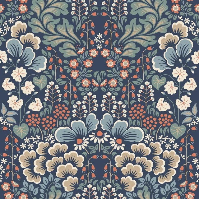 Boråstapeter Blomstervall Wallpaper In Midnight Multi For Sale