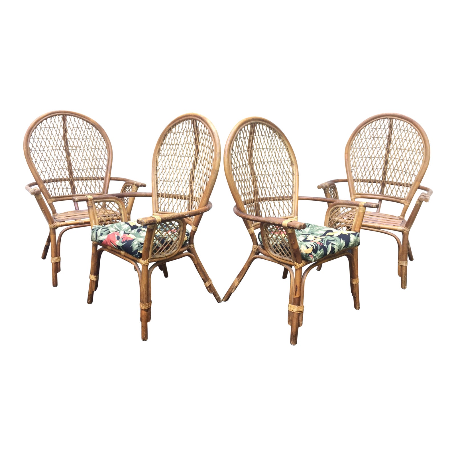 Vintage Modern Bamboo & Rattan High Back Chairs | Chairish
