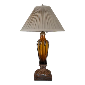 Vintage Mid 20th Century John Richard Neoclassical Chalkware Amber & Gold Glass Vase Lamp