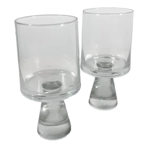 1970s Mod Set of Two Tumbler Water Goblet Crystal Glasses