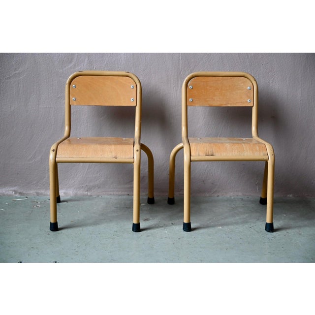 Vintage Beige Tubular Nursery School Chair, 1960s For Sale - Image 3 of 11