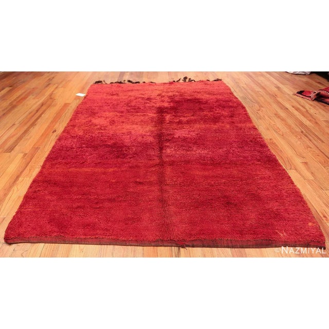 Textile Nazmiyal Collection Vintage Moroccan Red Shag Berber Rug For Sale - Image 7 of 8
