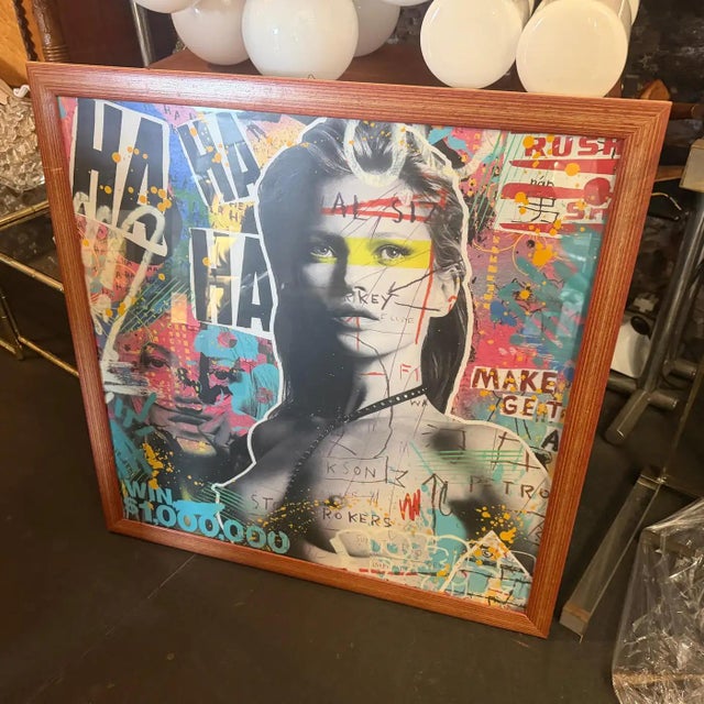 Kate Moss, a Street Art Mixed Media on Paper, Embellished by Hand by Airoh For Sale - Image 6 of 11