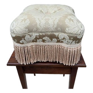 Vintage Small Square Footstool With Tassels For Sale