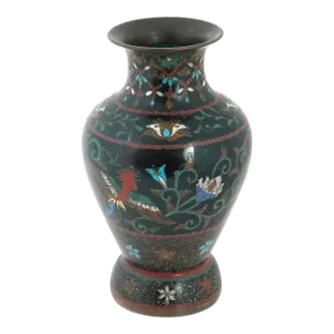 Antique Early Meiji Japanese Cloisonne Vase in the Style of Namikawa