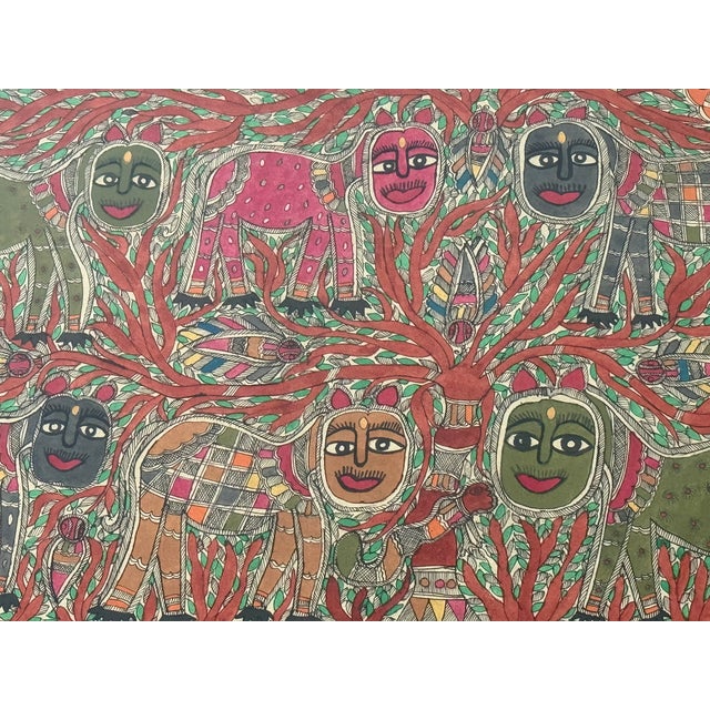Madhubani Folk Art Painting From India For Sale - Image 4 of 10
