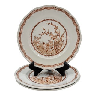 Vintage 1970s Mason’s Ironstone “Quail” Brown Transferware Salad Plates - Set of 3 For Sale