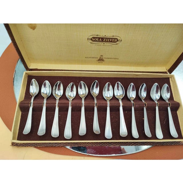 Vintage Silver Caviar Spoons from Sola, Set of 12 For Sale - Image 6 of 8