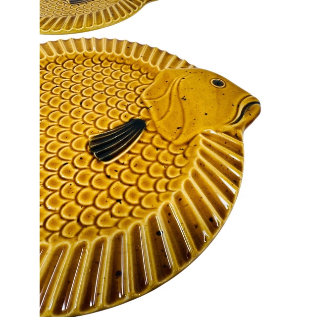 Ceramic Set of 3 Vintage Villeroy & Boch Gallo "Neptuno" Fish Plates, 1970s West Germany Earthenware, Mid-Century Modern Ceramic Serving Dishes For Sale - Image 7 of 13