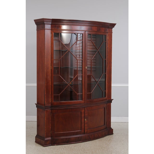 Traditional Baker Vintage Mahogany Bow Front China Cabinet For Sale - Image 3 of 16