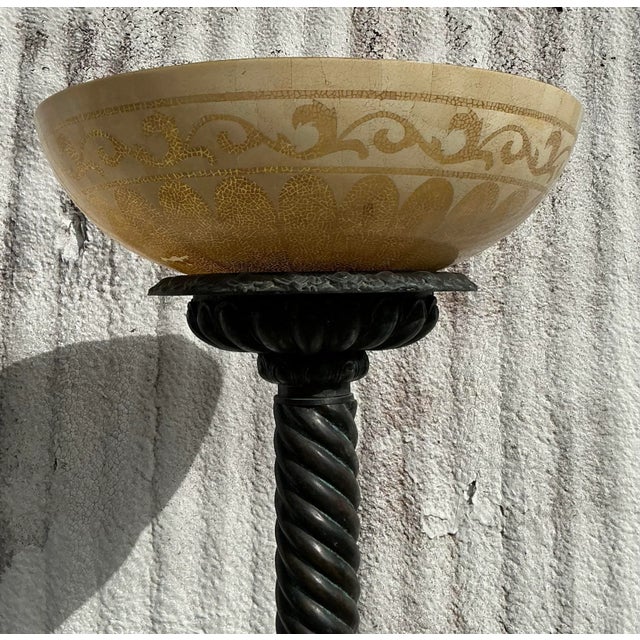 Vintage Boho Patinated Barley Twist Floor Lamp For Sale In West Palm - Image 6 of 6