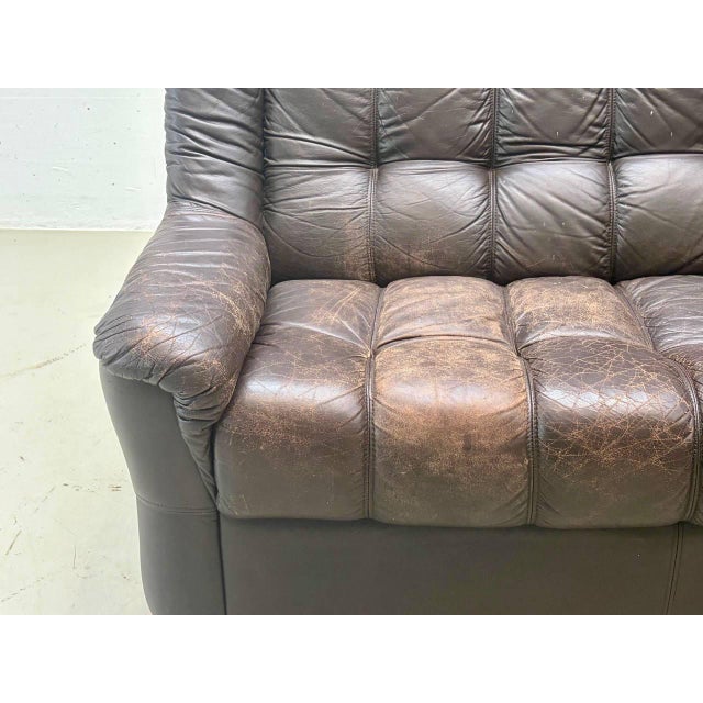 Vintage Black Leather Sofa, 1970s For Sale - Image 6 of 15