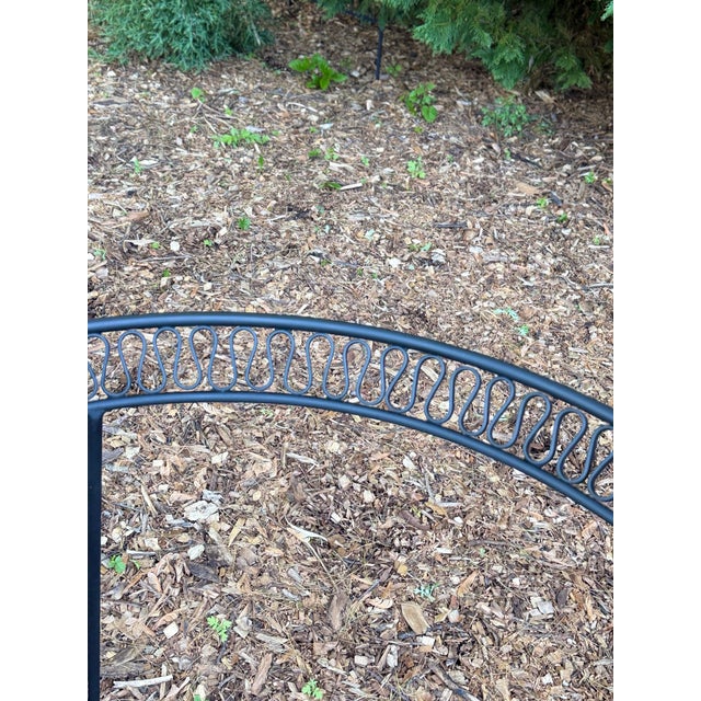 Black Attributed to Maurizio Tempestini for John Salterini “Ribbon” Wrought Iron Dining Table With 54” Glass Top, C. 1950s For Sale - Image 8 of 11