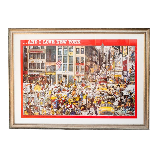 Original 1982 'And I Love New York' Poster by Michel Kichka, Framed For Sale