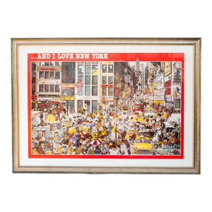 Original 1982 'And I Love New York' Poster by Michel Kichka, Framed