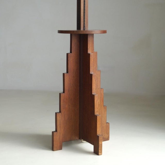 Dutch Amsterdamse School Art Deco Floor Lamp in Oak and Macassar Ebony, 1920s For Sale - Image 6 of 13