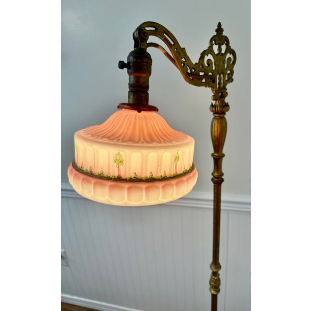 1920s 1920s Spanish Revival Brass and Marble Bridge Lamp For Sale - Image 5 of 12