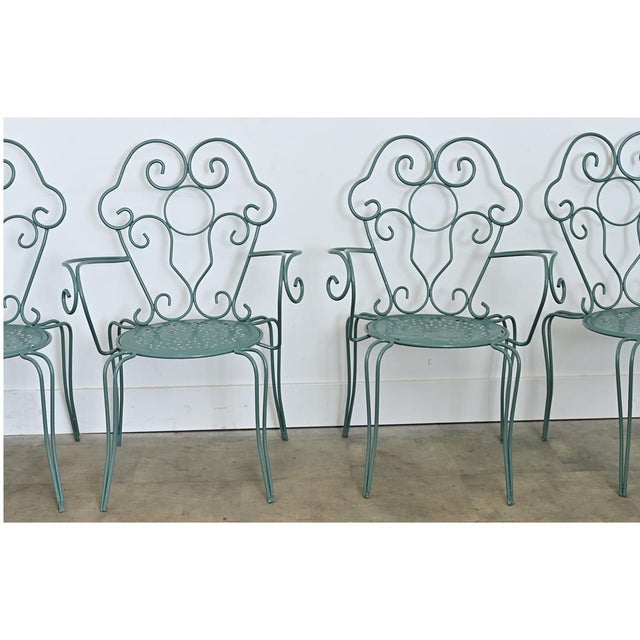 French Vintage Garden Table Set of Four Chairs and Table For Sale - Image 11 of 12