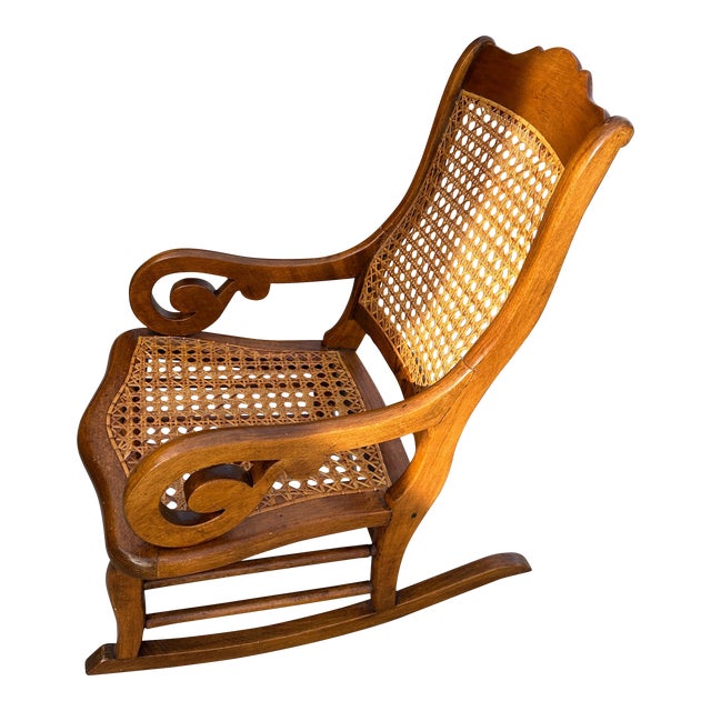 Antique American Children's Cane Rocking Chair For Sale
